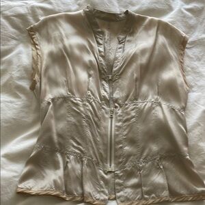 Prada Cream V-neck Sleeveless Peplum Blouse